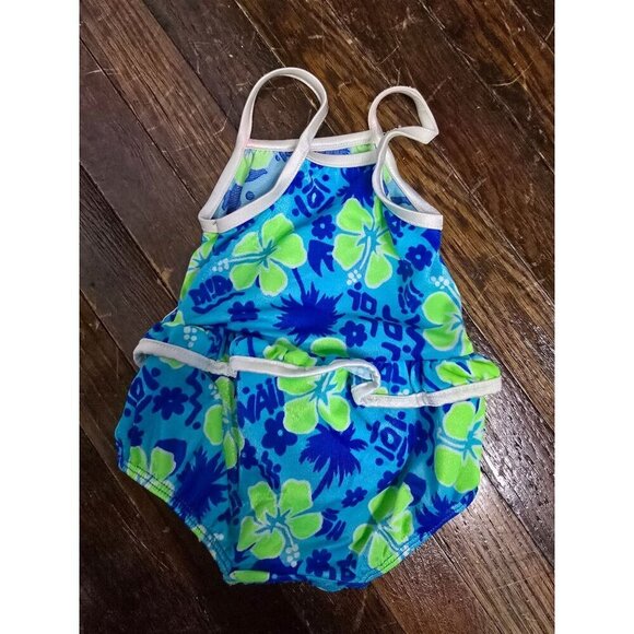 Vintage 90s Sand n Sun Blue Tropical Baby Swimsuit 18 M - Picture 2 of 10